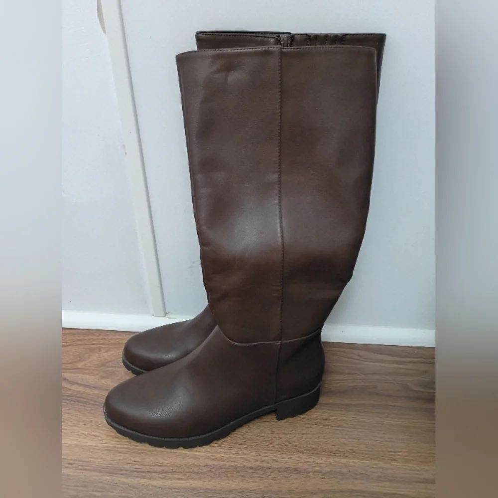 Brown Leather Knee-High Boots